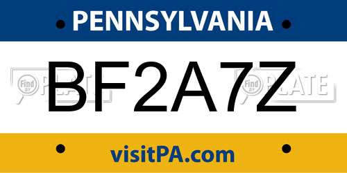 BF2A7Z Pennsylvania License Plate