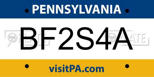 BF2S4A Pennsylvania License Plate