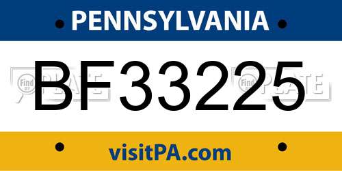 BF33225 Pennsylvania License Plate