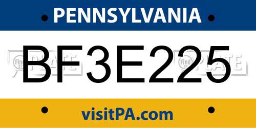 BF3E225 Pennsylvania License Plate