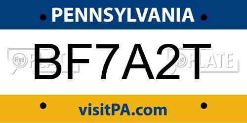 BF7A2T Pennsylvania License Plate