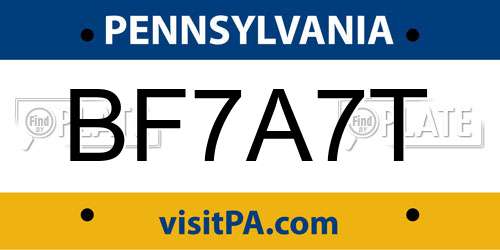 BF7A7T Pennsylvania License Plate