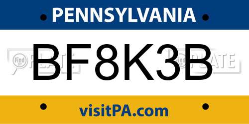 BF8K3B Pennsylvania License Plate