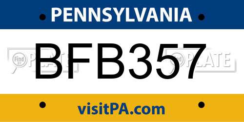 BFB357 Pennsylvania License Plate