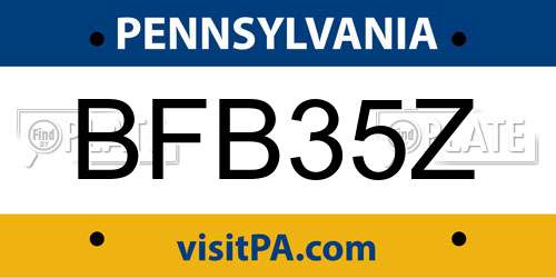 BFB35Z Pennsylvania License Plate