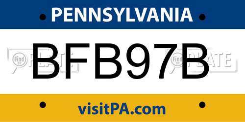 BFB97B Pennsylvania License Plate