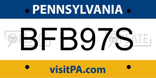 BFB97S Pennsylvania License Plate