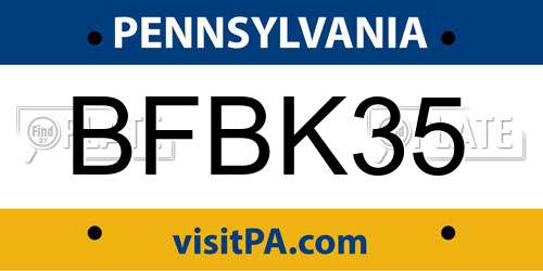BFBK35 Pennsylvania License Plate