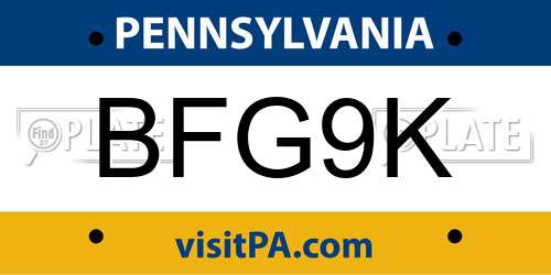 BFG9K Pennsylvania License Plate