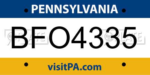 BFO4335 Pennsylvania License Plate
