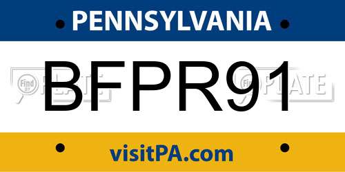BFPR91 Pennsylvania License Plate