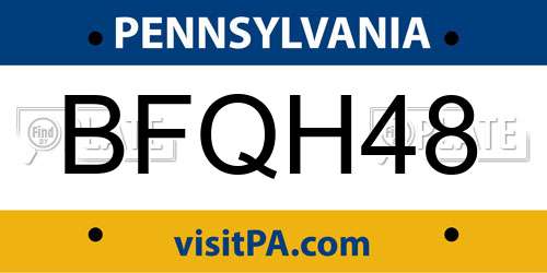 BFQH48 Pennsylvania License Plate