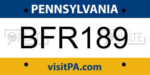 BFR189 Pennsylvania License Plate