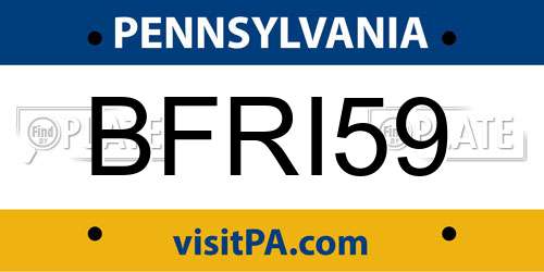 BFRI59 Pennsylvania License Plate