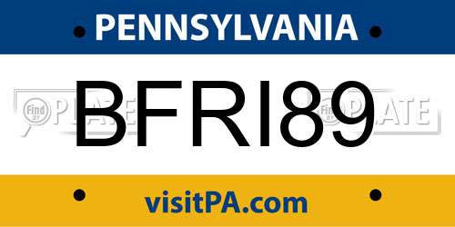 BFRI89 Pennsylvania License Plate