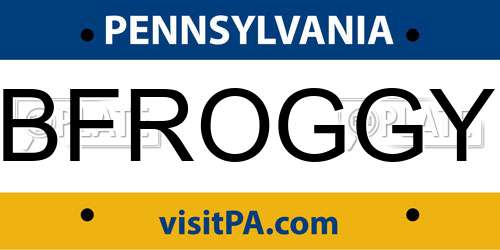BFROGGY Pennsylvania License Plate