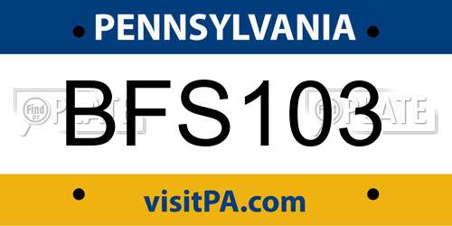 BFS103 Pennsylvania License Plate