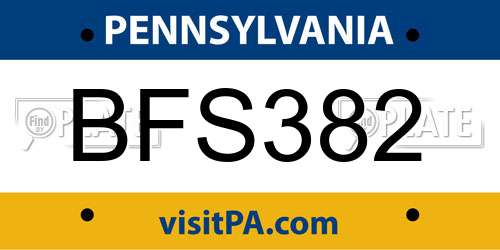 BFS382 Pennsylvania License Plate