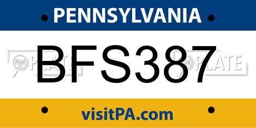 BFS387 Pennsylvania License Plate