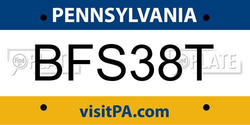 BFS38T Pennsylvania License Plate