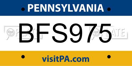 BFS975 Pennsylvania License Plate