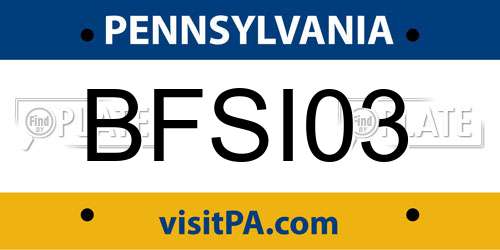 BFSI03 Pennsylvania License Plate