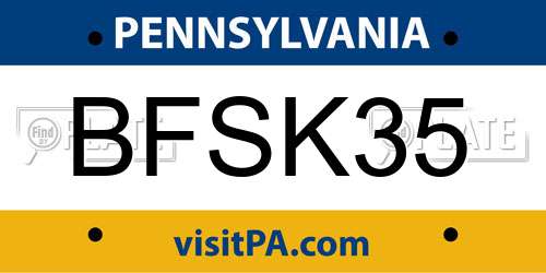BFSK35 Pennsylvania License Plate