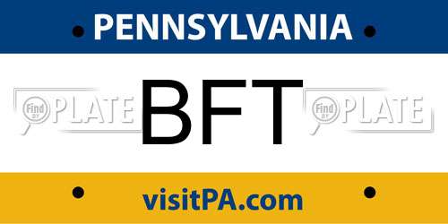 BFT Pennsylvania License Plate