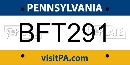 BFT291 Pennsylvania License Plate