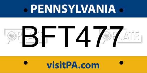 BFT477 Pennsylvania License Plate