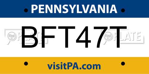 BFT47T Pennsylvania License Plate