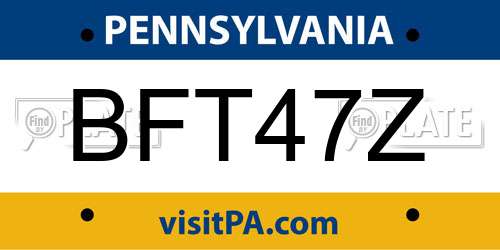 BFT47Z Pennsylvania License Plate