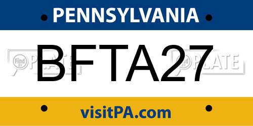 BFTA27 Pennsylvania License Plate