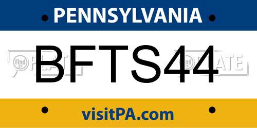 BFTS44 Pennsylvania License Plate