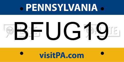 BFUG19 Pennsylvania License Plate