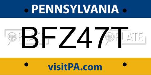 BFZ47T Pennsylvania License Plate