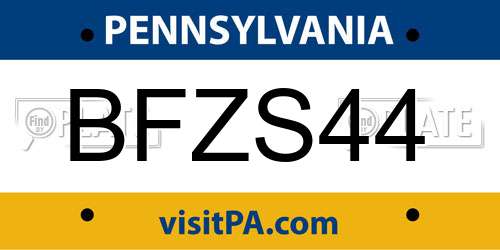 BFZS44 Pennsylvania License Plate