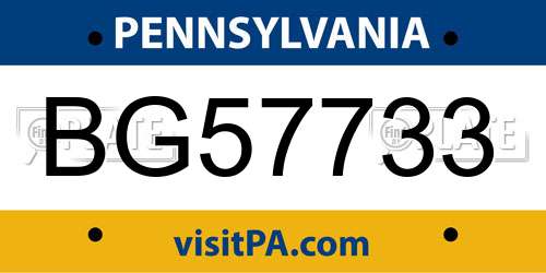 BG57733 Pennsylvania License Plate