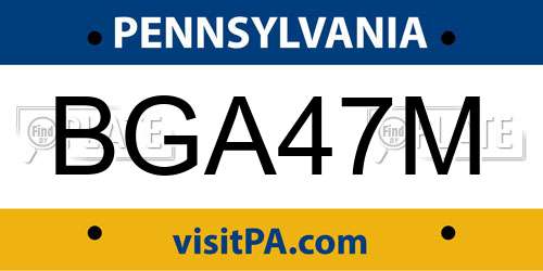 BGA47M Pennsylvania License Plate