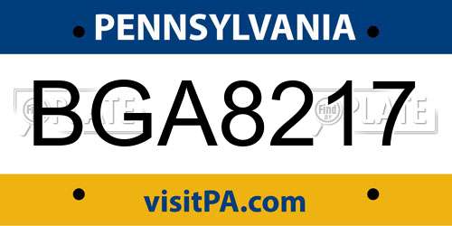 BGA8217 Pennsylvania License Plate