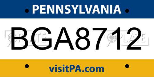 BGA8712 Pennsylvania License Plate