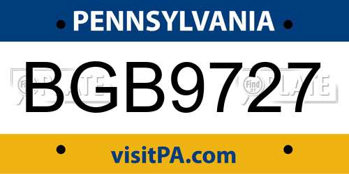 BGB9727 Pennsylvania License Plate