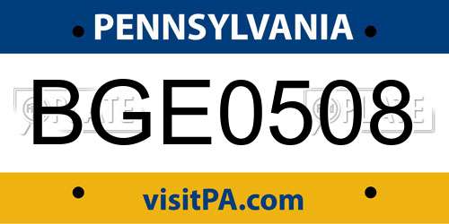 BGE0508 Pennsylvania License Plate