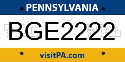 BGE2222 Pennsylvania License Plate