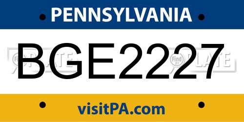 BGE2227 Pennsylvania License Plate