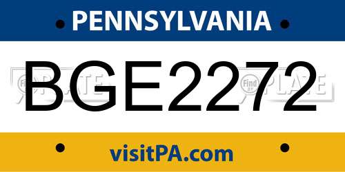 BGE2272 Pennsylvania License Plate