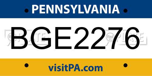 BGE2276 Pennsylvania License Plate