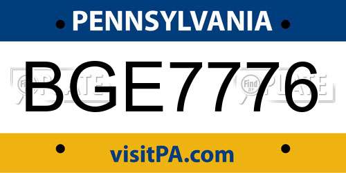 BGE7776 Pennsylvania License Plate