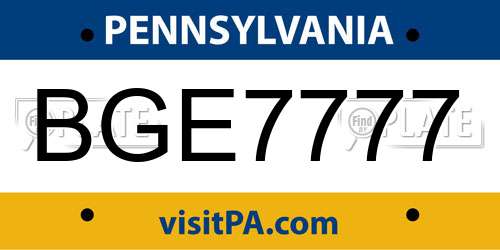 BGE7777 Pennsylvania License Plate