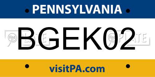 BGEK02 Pennsylvania License Plate